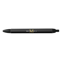 Eleganter Monogram Black Gold Classic Anfangsname