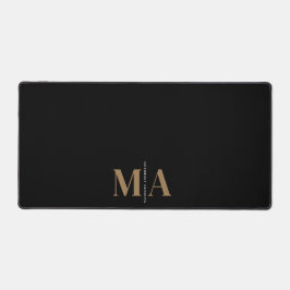 Eleganter Monogram Black Gold Name Schreibtischunterlage