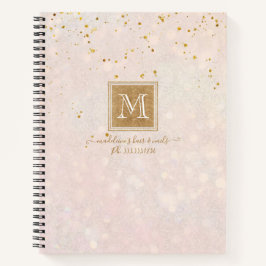 Eleganter Monogram Blush Pink Gold Glitzer Sparkle Notizbuch