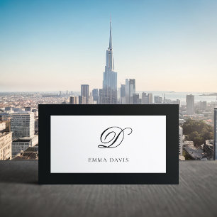 Eleganter Monogram Encadré Black Frame Visitenkarte