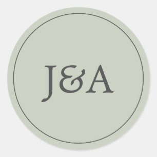 Eleganter Monogram Eucalyptus Green Umschlag Aufkl Runder Aufkleber
