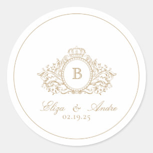 Eleganter Monogram Gold Classic Round Aufkleber