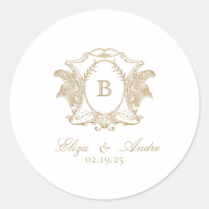 Eleganter Monogram Gold Classic Round Aufkleber
