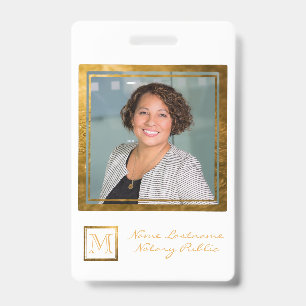 Eleganter Monogram Gold Square Rahmen Ausweis