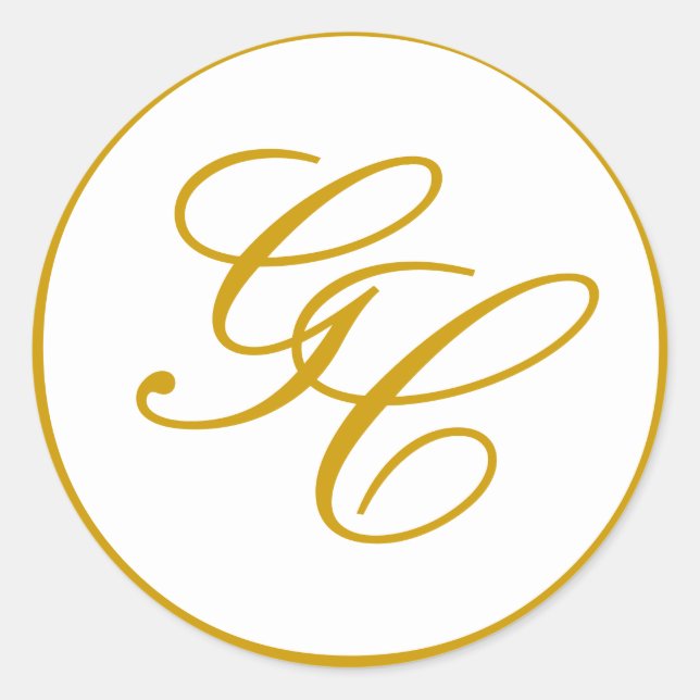 Eleganter Monogram Gold und White Wedding Sticker (Vorderseite)