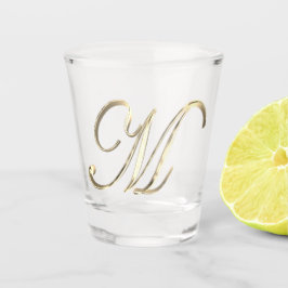 Eleganter Monogram Letter M Imitats Gold Chic Schnapsglas