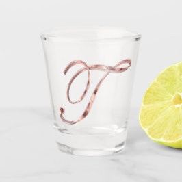 Eleganter Monogram Letter T Rose Gold Chic Schnapsglas