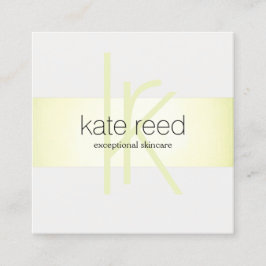 Eleganter Monogram Lime Green Modern Stripe Quadratische Visitenkarte