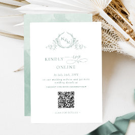 Eleganter Monogram Pale Green UAWG Online QR Code Begleitkarte