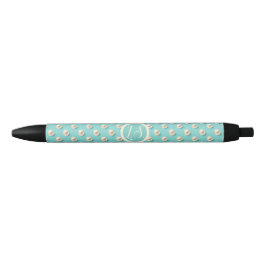 Eleganter Monogram Pen mit Aquamariner Perlgestalt Kugelschreiber