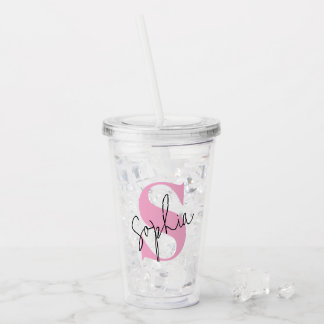 Eleganter Monogram Personalisiert Acrylic Tumbler Acryltrinkbecher
