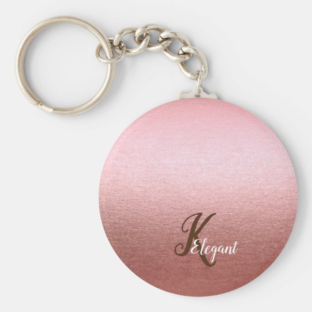 Eleganter Monogram Rose Gold Schlüsselanhänger (Vorne)