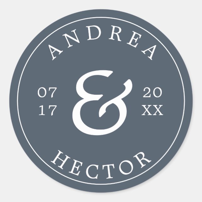 Eleganter Monogram Smoky Navy Umschlag Aufkleber (Vorderseite)