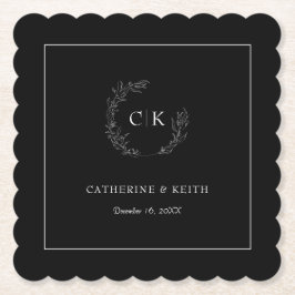 Eleganter Monogram Wedding Paper Untersetzer