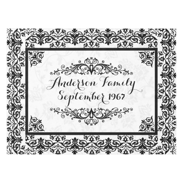 Eleganter monogramed Damast Tischdecke (Vorderseite (Horizontal))