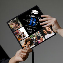 Eleganter Monogramm-5-Foto-Graduierungstopp