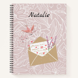 Eleganter monogramm-blumenhintergrund rosa notizbuch