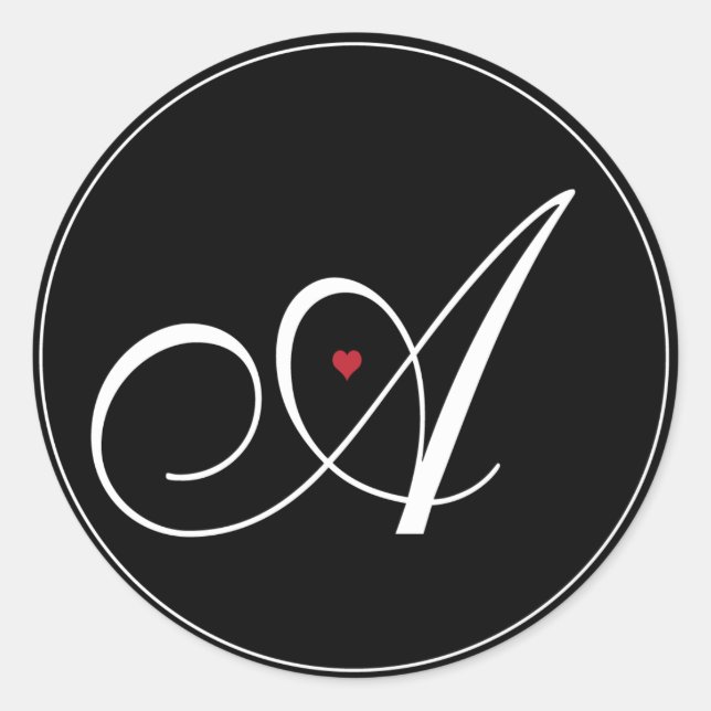 Eleganter Monogramm-Buchstabe A mit Herzen Runder Aufkleber (Vorderseite)