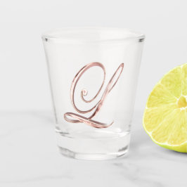 Eleganter Monogramm-Buchstabe L Rosen-GoldChic Schnapsglas