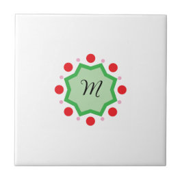Eleganter Monogramm-Buchstabe M – Grünes Emblem mi Fliese