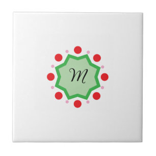 Eleganter Monogramm-Buchstabe M – Grünes Emblem mi Fliese