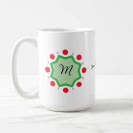 Eleganter Monogramm-Buchstabe M – Grünes Emblem mi Kaffeetasse