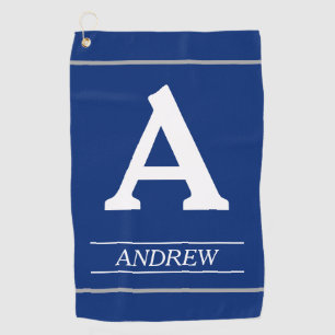 Eleganter, Monogramm-Buchstabe und blaues Golfhandtuch