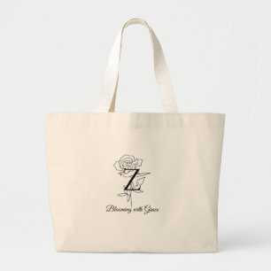 Eleganter Monogramm-Buchstabe Z Rosen-Blumen "Erbl Jumbo Stoffbeutel