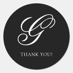 Eleganter Monogramm Danke Klassischer Rund Sticker
