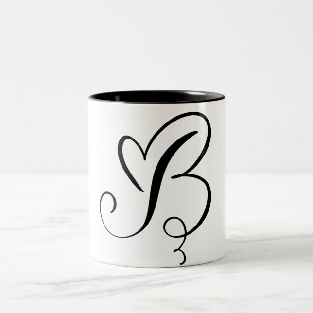 ELEGANTER MONOGRAMM-FARBSCHREIBSCHREIBEN "B" ZWEIFARBIGE TASSE (Mittel)