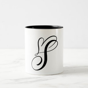 ELEGANTER MONOGRAMM FARBSCHWARZSCHREIBER "S" ZWEIFARBIGE TASSE