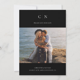 Eleganter Monogramm-Foto QR-Code Save The Date