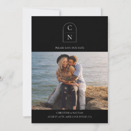 Eleganter Monogramm-Foto QR-Code Save The Date