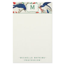 Eleganter Monogramm-Japanischer Holzblock-Bird