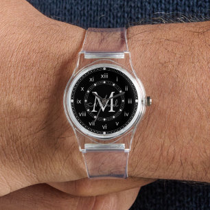 eleganter monogramm-minimalistischer Silikonstreif Armbanduhr