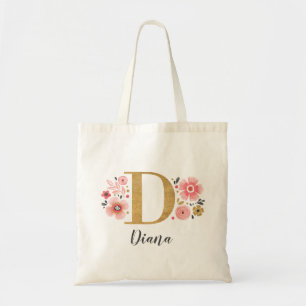 Eleganter Monogramm-Name Anfangsbuchstabe Gold Ros Tragetasche