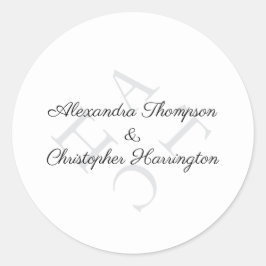 Eleganter Monogramm-Name Grau Schwarz Runder Aufkleber