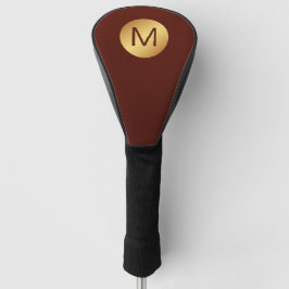 Eleganter Monogramm Name Red Leather & Gold Golf Headcover