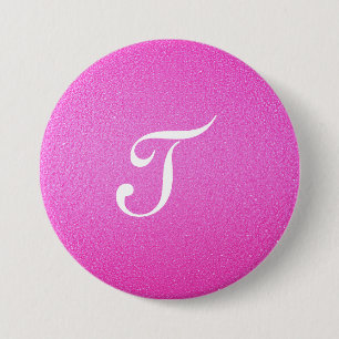 Eleganter Monogramm-Rosa-Glitzer Button