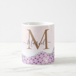 Eleganter Monogramm Rose Rosa Glitzer Kaffeemaschi Kaffeetasse
