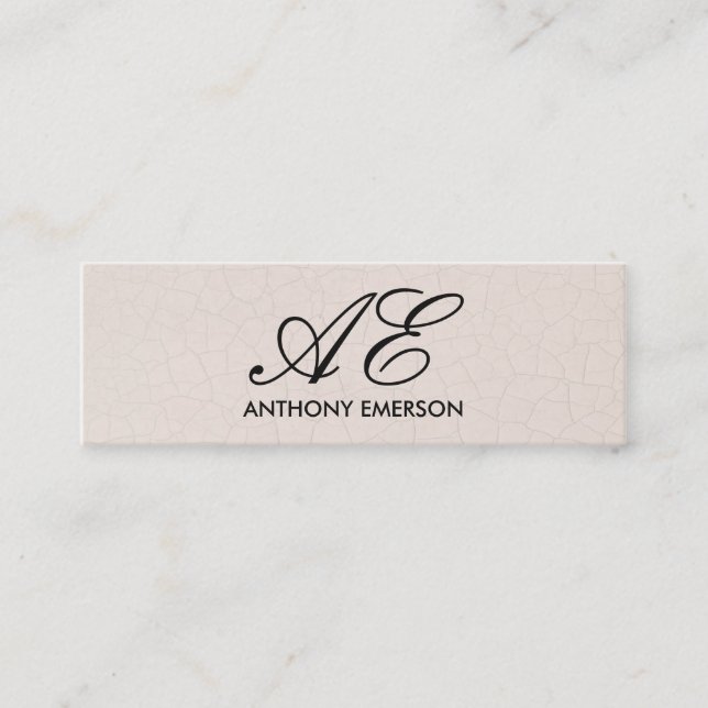 Eleganter Monogramm-Skript zeitgenössischer Hinter Mini Visitenkarte (Vorderseite)