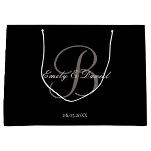 Eleganter monogramm Zerfall der Hochzeit Große Geschenktüte