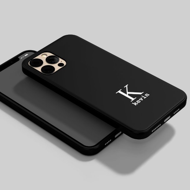 Eleganter Monogrammname personalisiertes Schwarz Case-Mate iPhone Hülle (Von Creator hochgeladen)