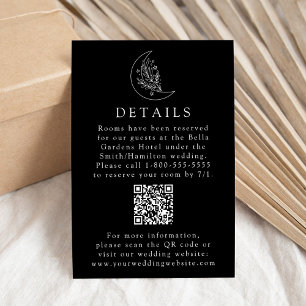 Eleganter Moon Black Wedding Details QR Code Begleitkarte