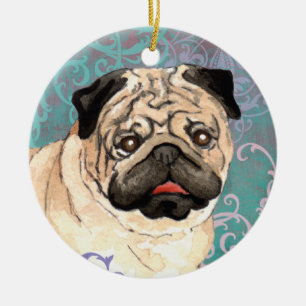 Eleganter Mops Keramikornament