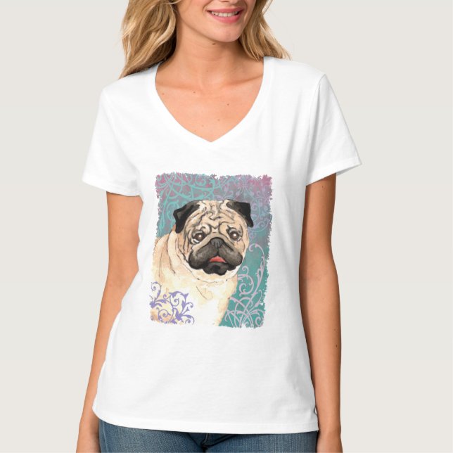 Eleganter Mops T-Shirt (Vorderseite)