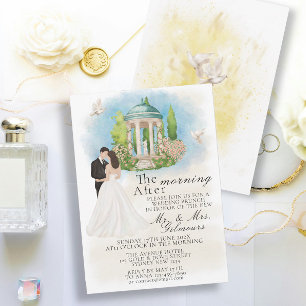 Eleganter Morgen nach Gazebo Bride&Groom Tauben Einladung