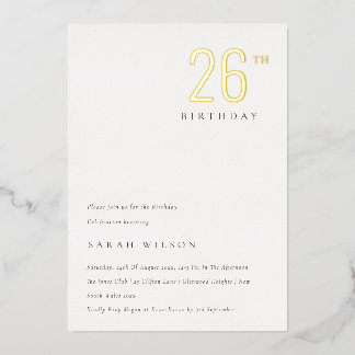 Eleganter, muffiger Goldfilm jedes Alter Geburtsta Folieneinladung