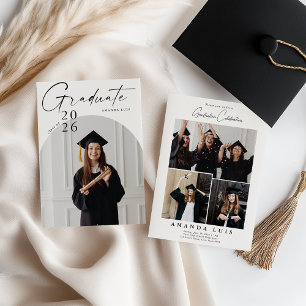 Eleganter Multi-Foto Collage Abschluss Einladung