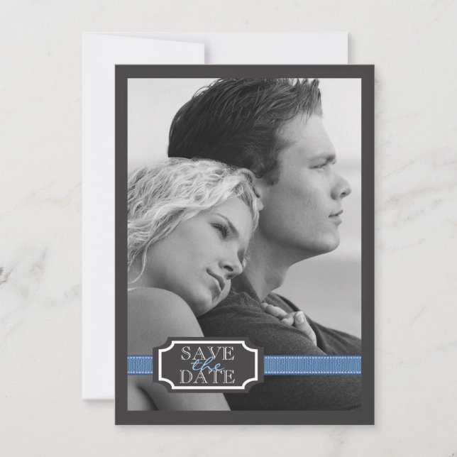 Eleganter Multifunktionseffekt in Blau Save the Da Date (Vorderseite)